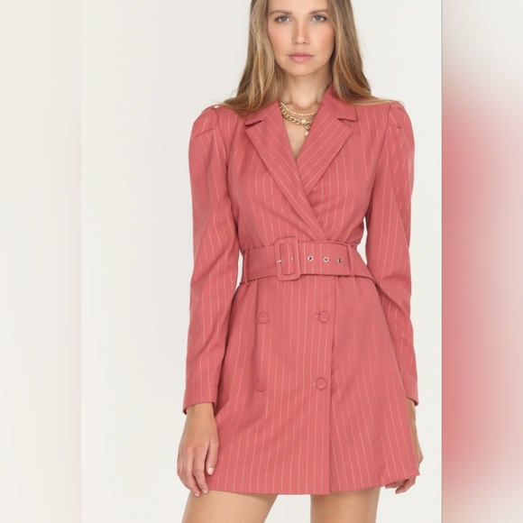 Adelyn Rae Kayla Pinstripe Blazer Dress - Picture 1 of 14